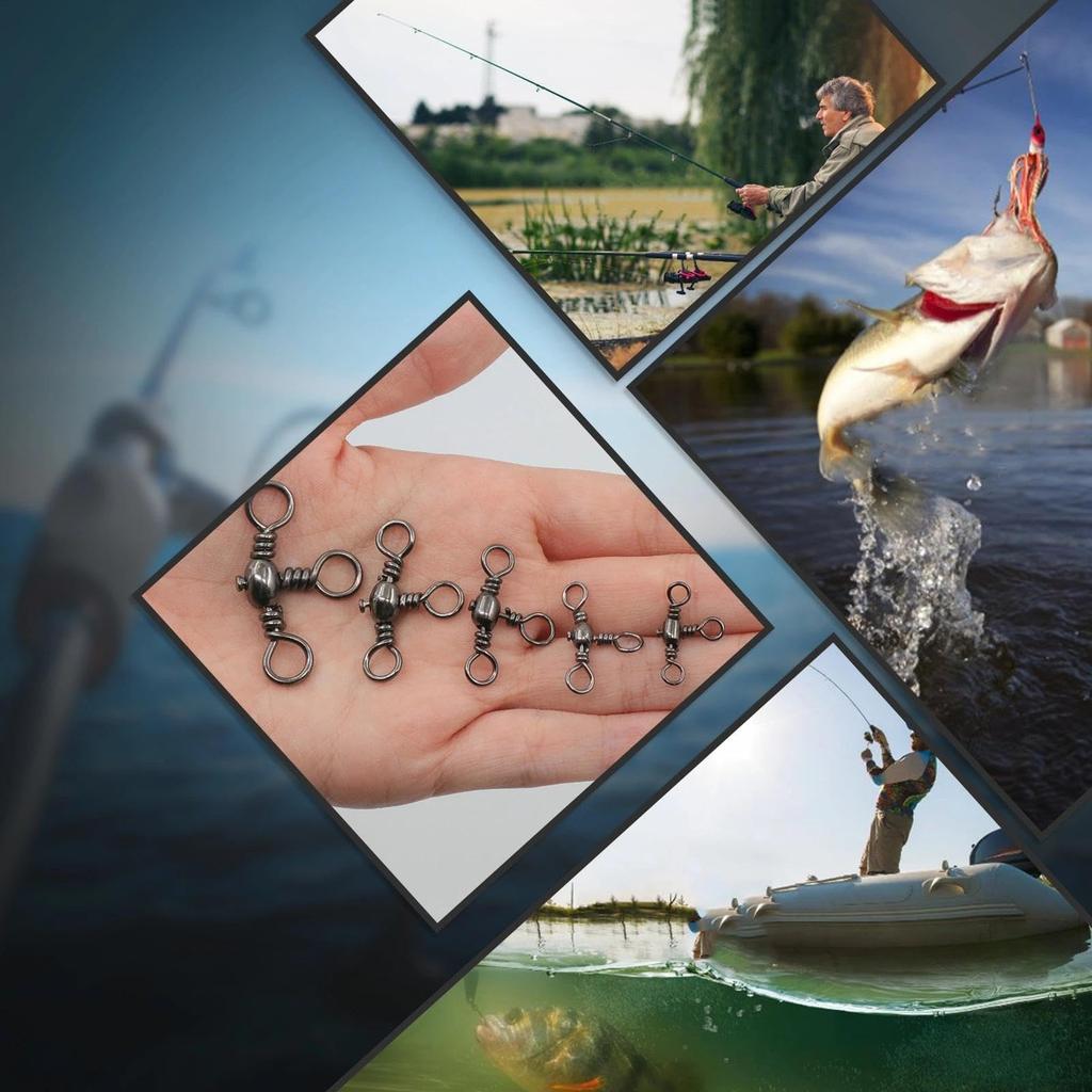 9KM DWLIFE Triple Swivel Fishing 50 Triple Suitable for Freshwater and Saltwater Use Tackle, Pieces, Swivel, T-Turn Swivel, High-Strength Connector,