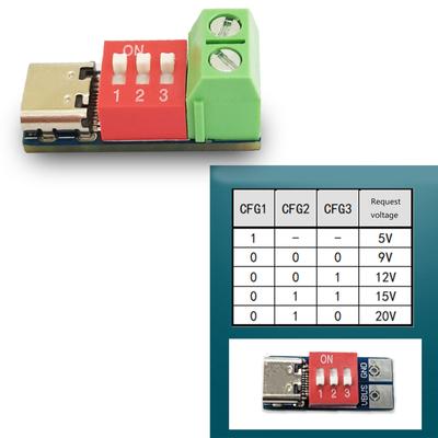 PDSink PD Decoy QC PD Placa de teste de carregamento rápido Tensão ajustável 5V-20V Ajuste de código de discagem Conector de carga