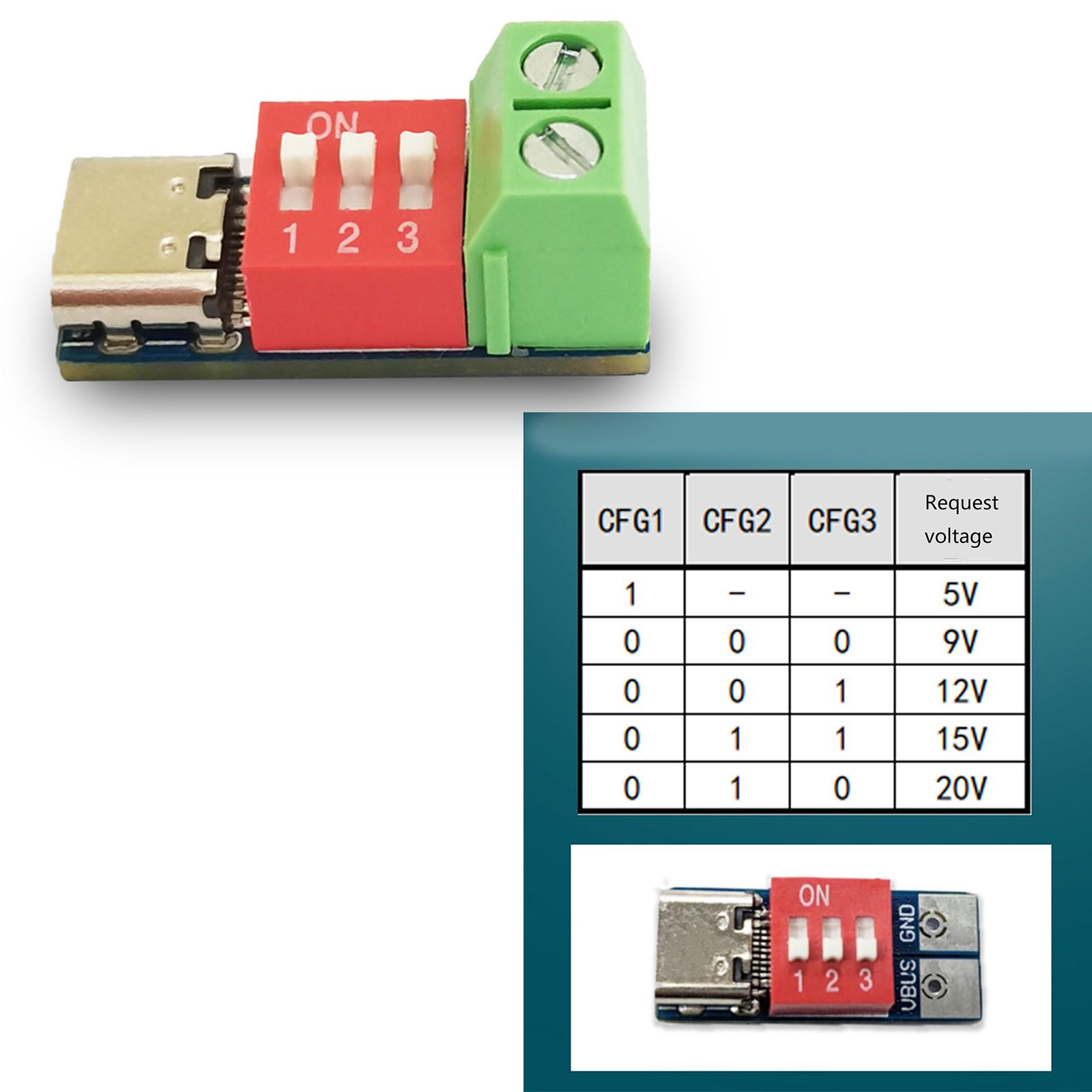 

PDSink PD Decoy QC PD Fast Charging Test Board Регульована напруга 5V-20V Dial Code Adjustment Charge Connector