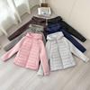 European and American cotton-padded clothes women's clothing splicing fashion down cotton-padded clothes jacket slim and thin stand-up collar cotton