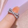 Trendy Women's Bowknot Simplicity Ring High-grade Crystal Wedding Bride Princess Engagement Ring  Sterling Silver