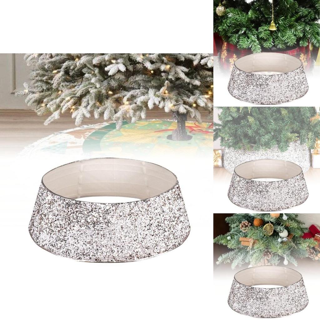 Luxurious Silver White Beaded Christmas Tree Skirt Perfect For Festive Seasonal Decor