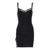Sexy Women's Lace Edge Halter Dress Sleeveless Slim Split Short Dress