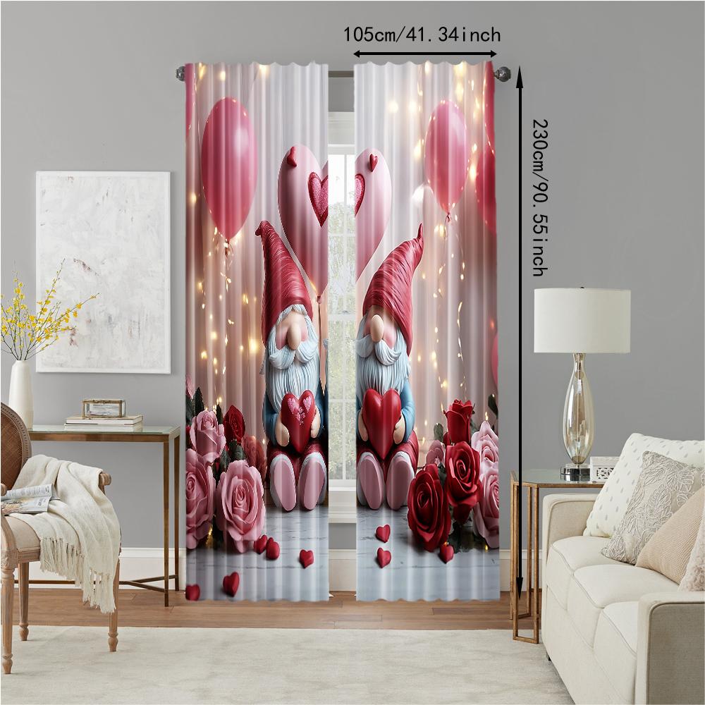 Set Of 2 Versatile Polyester Transparent Curtains Home Decoration Valentine Use Bedrooms Living Rooms Curtain Ideal For Room