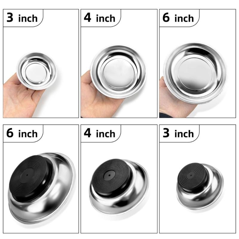 2pcs Sturdy Magnetic Parts Tray Set 3 Inch 4 Inch 6 Inch Screws Part Tray Ideal for Mechanics and DIY Enthusiasts