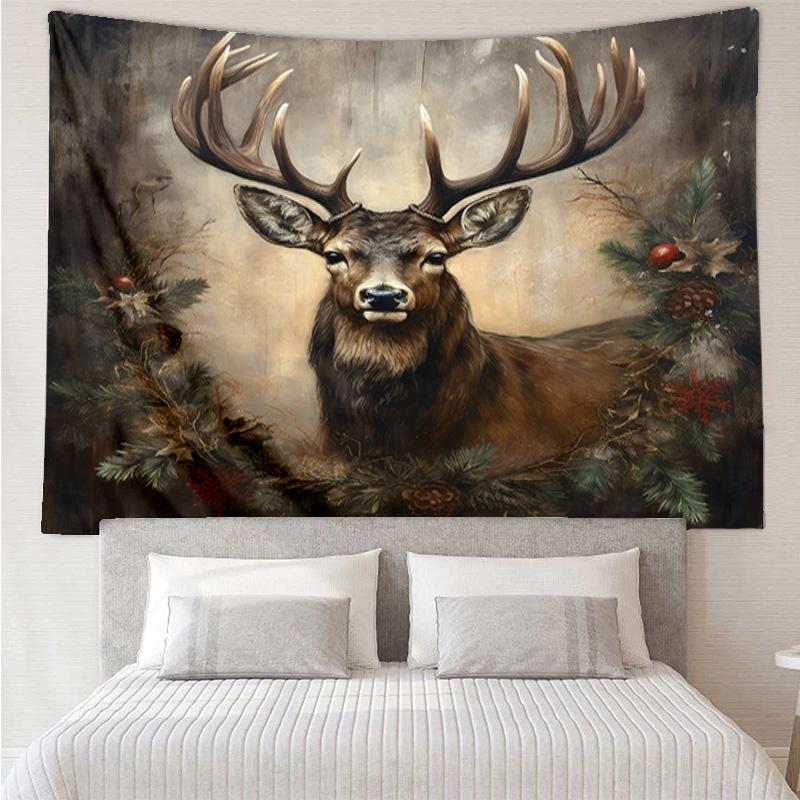 Hirsch mit amerikanischer Flagge Hintergrund Wandteppich zum Aufhängen für Schlafzimmer, Wohnzimmer, Spielzimmer, Dekorations-Kunstzimmer Wandteppich Feiertags- und Geburtstagsgeschenke