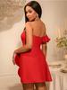 Afridan Women Party Sexy Tube Top Mini Dresses 3D Big Flower Christmas Off Shoulder Bodycon Wedding Guest Celebrate Event New