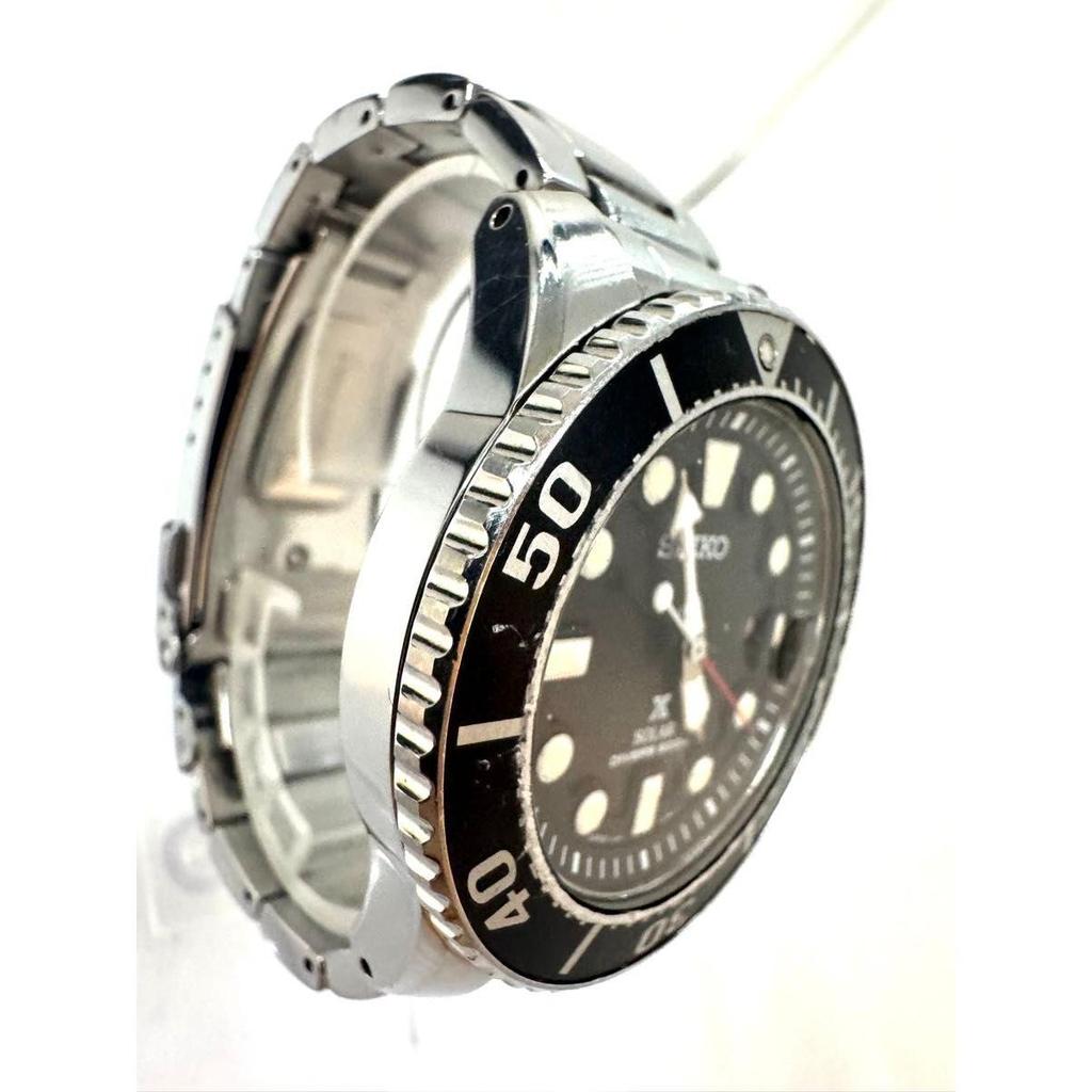Used Solar watch/analog/stainless steel/BLK/SLV/SS/V157-0BT0