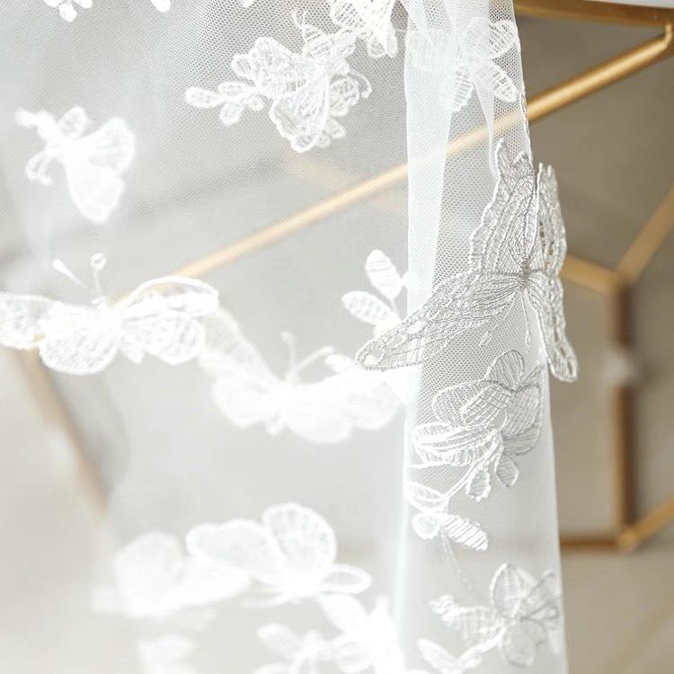 Three-Dimensional Butterfly Flower Embroidery Mesh Fabric Clothing Lace Fabric Wedding Dress Skirt Embroidery Veil Curtain