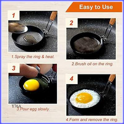 Good-Egg Ring With Wooden Handle Round Mold For Muffins Griddle Cooking Shaper For Breakfast