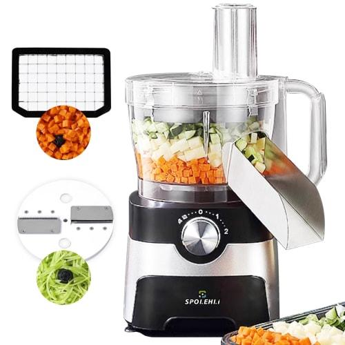 Spolehli Food Processor, Electric Vegetable Slicer, 5-in-1 Function: Slicing, Shredding, Mincing, Dicing, and Shredding, 120kg/h, 2000ml Capacity, Eas