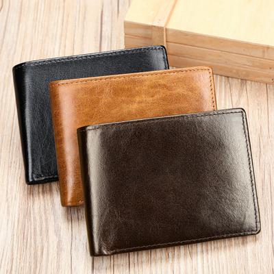 Heren Portemonnee Kunstleer Grote Capaciteit Dubbelgevouwen Korte Portemonnee Vintage Minimalistisch Business Casual Creditcardhouder Voorvak Portemonnee