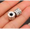 S999 Sterling Silver Woven Square and Barrel Spacer Beads - Retro Lu Lu Tong DIY Braiding Accessories