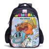 Zaino Scuola per Bambini, Testa Grande Gatto Blu Forrest Gump Scuola di Animazione, Tessuto Oxford Nero Resistente allo Sporco Grande Capacità.