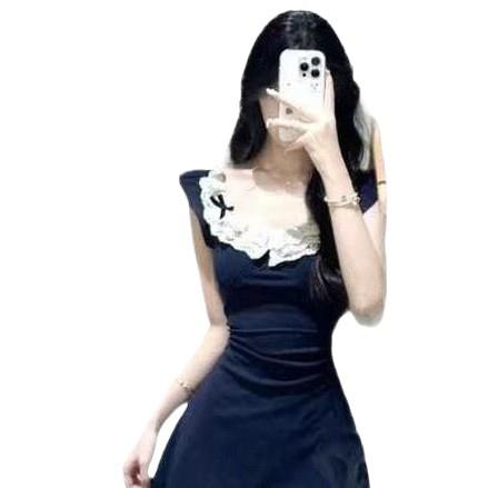Small French Small Flying Sleeve Dress Children Spice Girls Pure Desire Wind Lace Waist Short Dress Fashion Temperament
