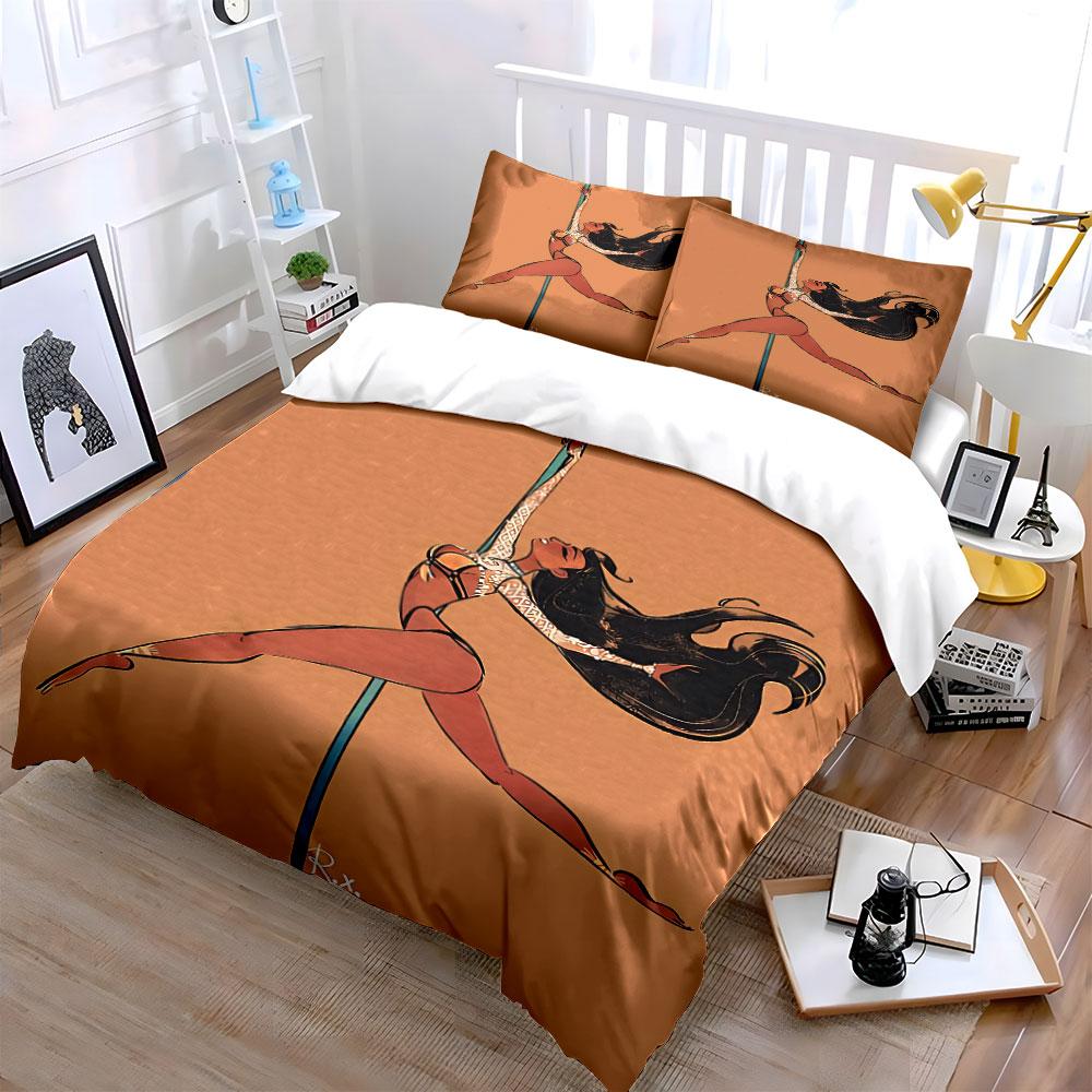 Pole Dance Art with Lace Bedding Duvet Cover Set Duvet Cover Pillowcases  (1*Duvet Cover 2*Pillowcases, without duvet insert)