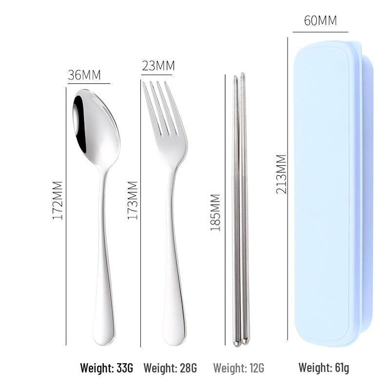 304 Stainless Steel Cutlery Set: Spoon, Fork & Chopsticks - Portable Three-Piece Set for Outdoors, Gift, or Students with Custom Logo Option