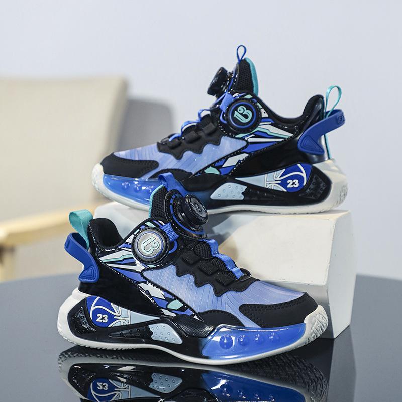 Boys Shoes Autumn and Winter 2025 New Children's Velvet Sports Basketball Shoes Medium and Older Boys Non-slip Warm Two Cotton Shoes