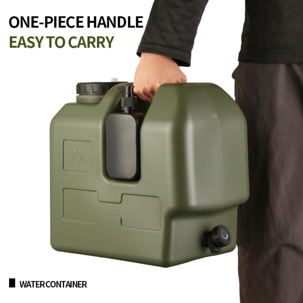 20L Camping Water Container Large Capacity Emergency Water Jug with Spigot & Hand Sanitizer Jar Plastic Water Storage Bucket