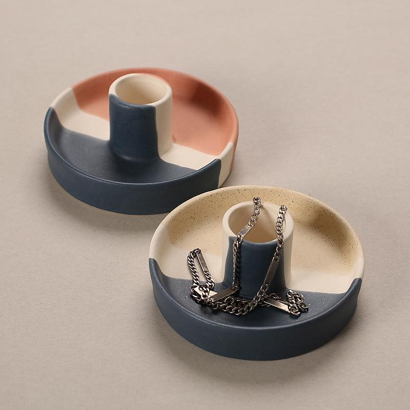Nordic Ceramic Aroma Candle Holder Jewelry Dish - Unglazed Home Decor Ornament