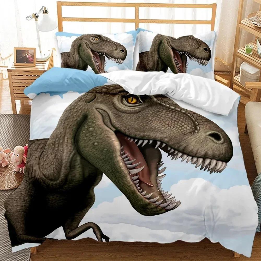 Dinosaur Jurassic Rex Bedding Set Twin Queen Size Duvet Cover Pillowcase for Boys Girls Kids Adult