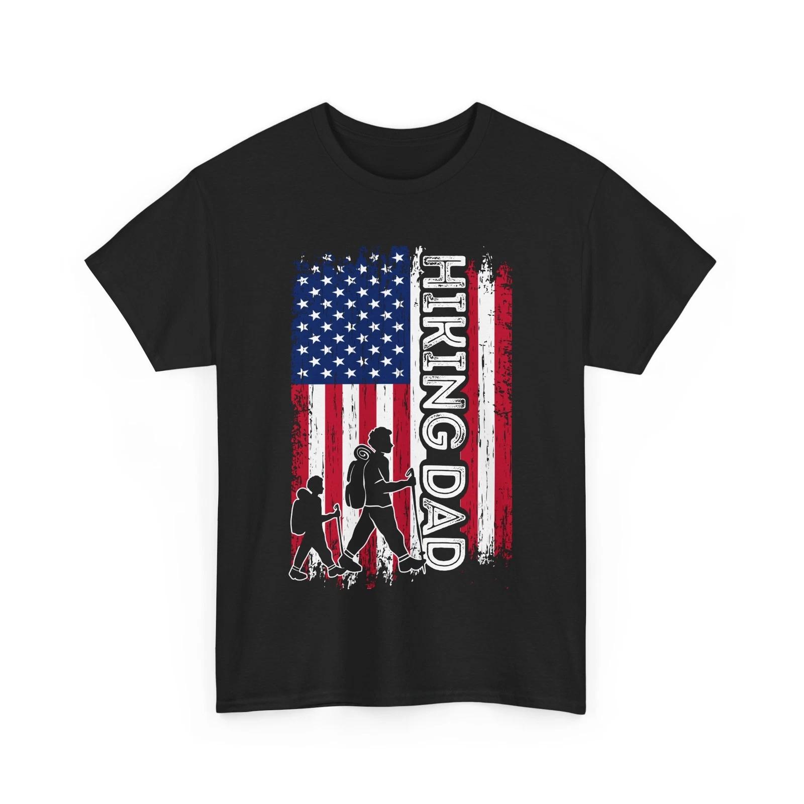 Hiking Dad USA Flag Shirt, Dad Hiking Tee, Hiking Lovers Tee, Father s Day Shirt L