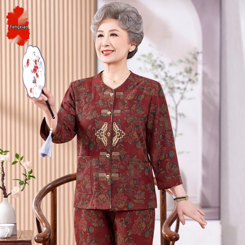 Women s Summer Short-Sleeve Rayon Top & Pants Set for Elderly 5XL