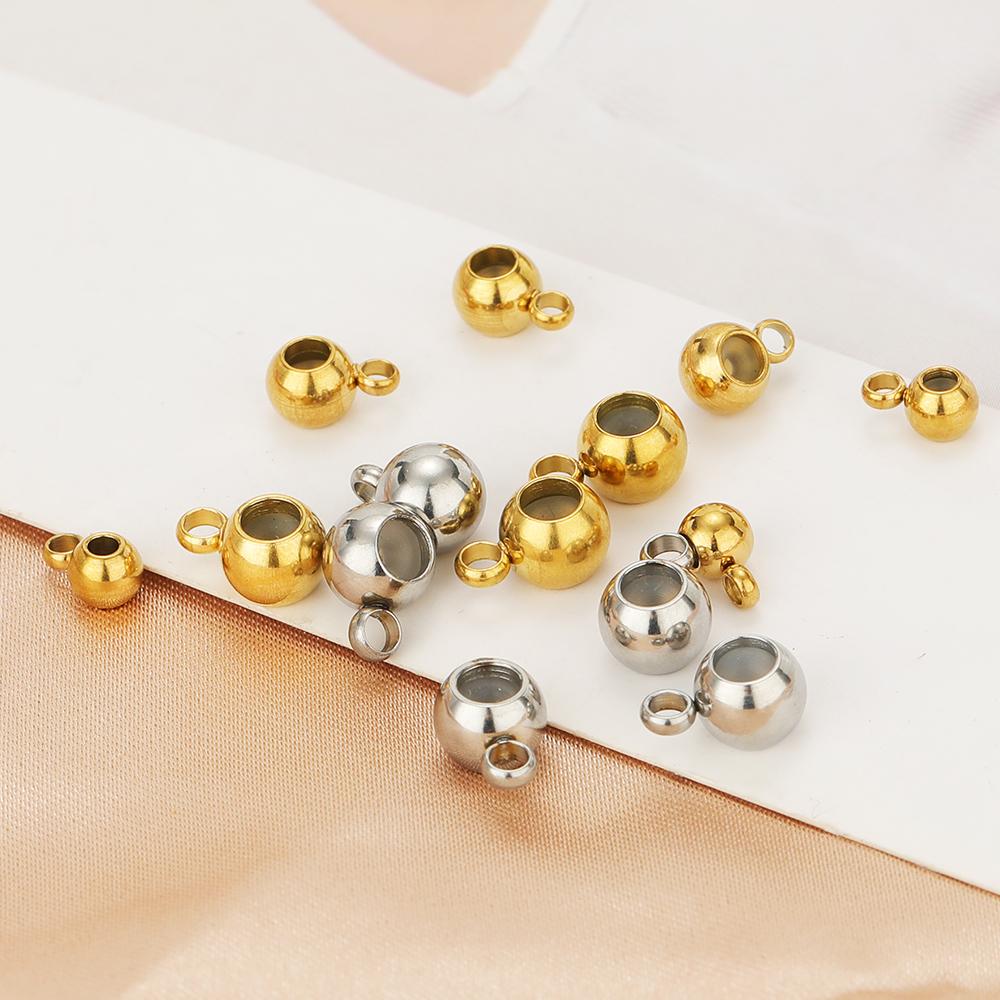 20pcs Stainless Steel Non-slip Silicone Spacer Beads Pendant Charms Clasps Gold Color Bail Beads for DIY Jewelry Making Findings