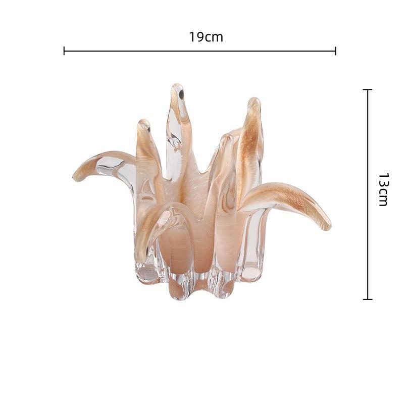 Creative Glass Candlestick Petal Candle Holder Lily Desktop Storage Container Glass Handicrafts Home Decoration Accessories