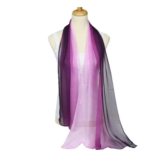 Fashion Gradient Color Voile Scarf Women Lightweight Soft Long Neck Wrap Shawl