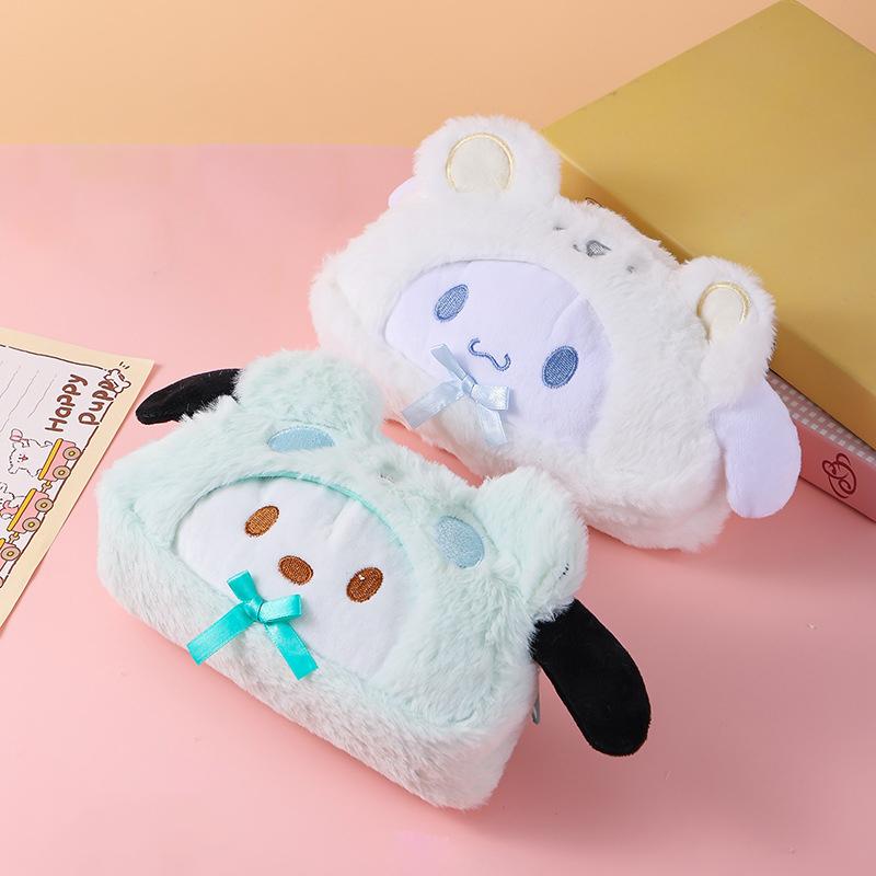 Sanrio Plush Pencil Case Cosmetic Bag Large Capacity Pen Pouch Hello Kitty Kuromi Melody Stationery Storage Bag School Supplies
