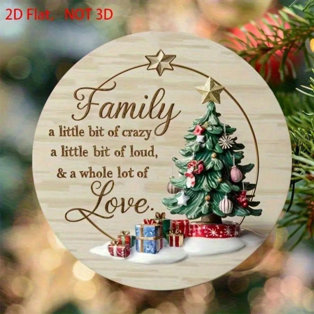Metal Tin Sign Love Family Quote Christmas Decor Hanging Ornament Home Window Desk Gift Gold Loop Boho Holiday Display