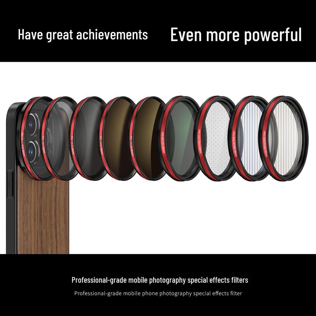 58mm iPhone Photography Filter Set: HD CPL, Starburst, Black Soft, Gold, Blue, ND