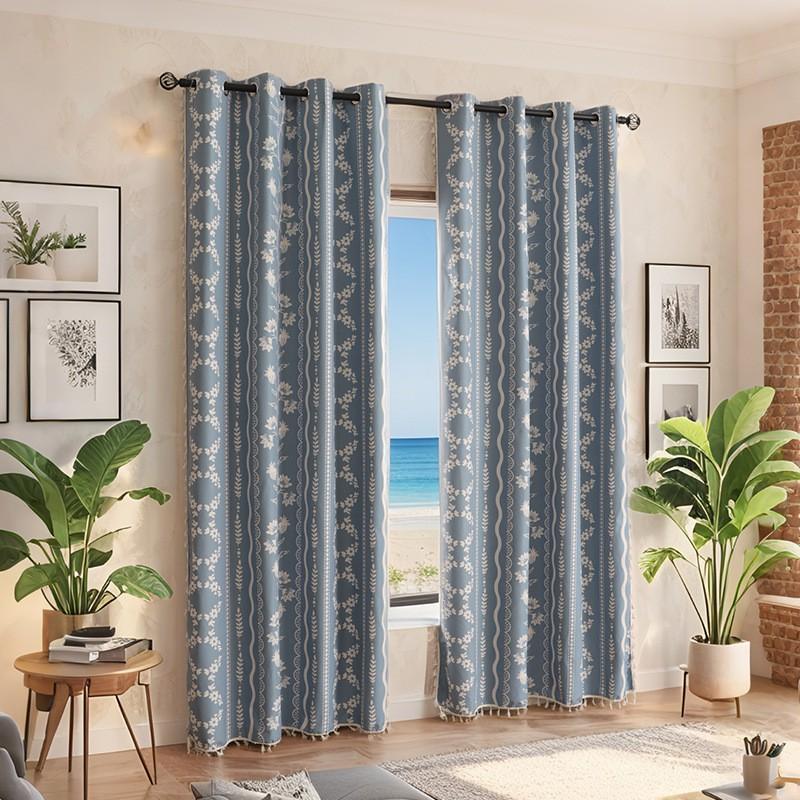 Blackout Curtain Vintage Floral Eyelet Bedroom Living Room Small Fresh Style