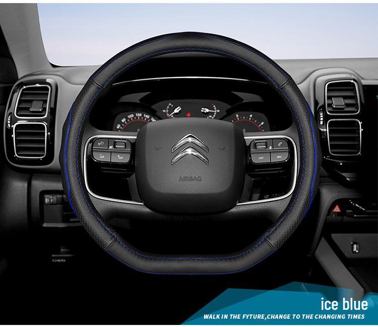 Genuine Leather Steering Wheel Cover for Citroen C56, Sega, C3XR, Elysée, C4L, Tianyi - Universal All-Season Fit