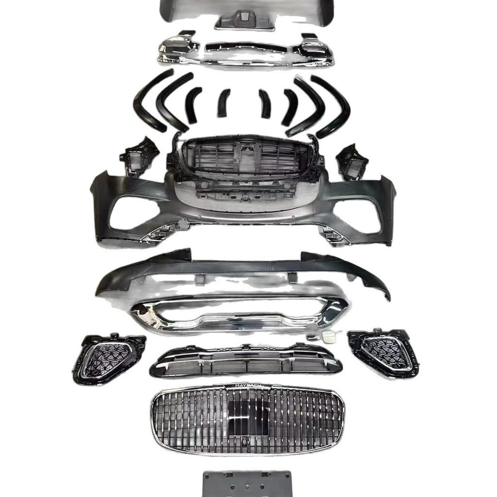 Compatible with 20-24 Mercedes X167 GLS, Maybach-style Upgraded Bumper Full Body Kit.