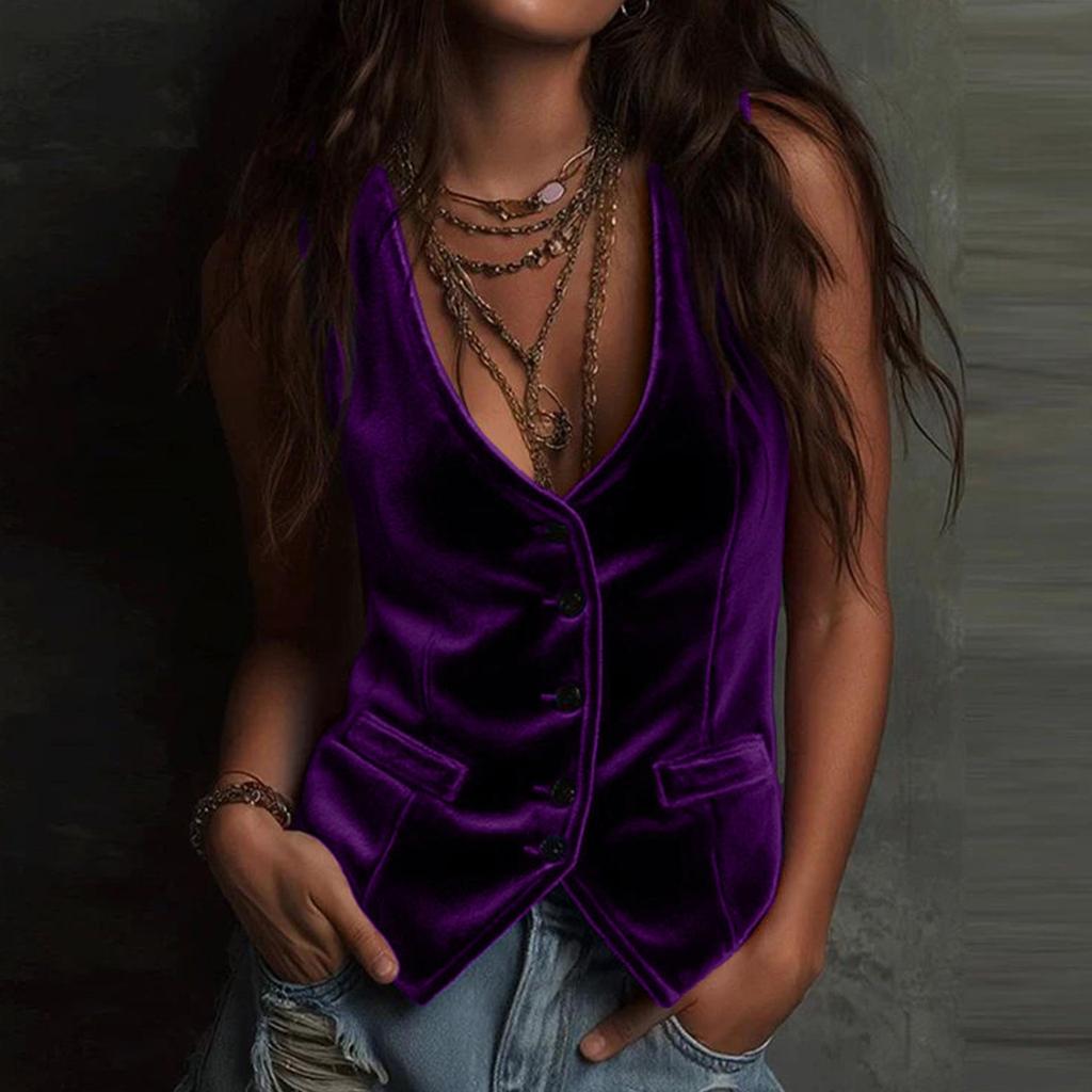 2026 Spring/Summer Women's Buttoned Sleeveless Sexy Vest Tank Top