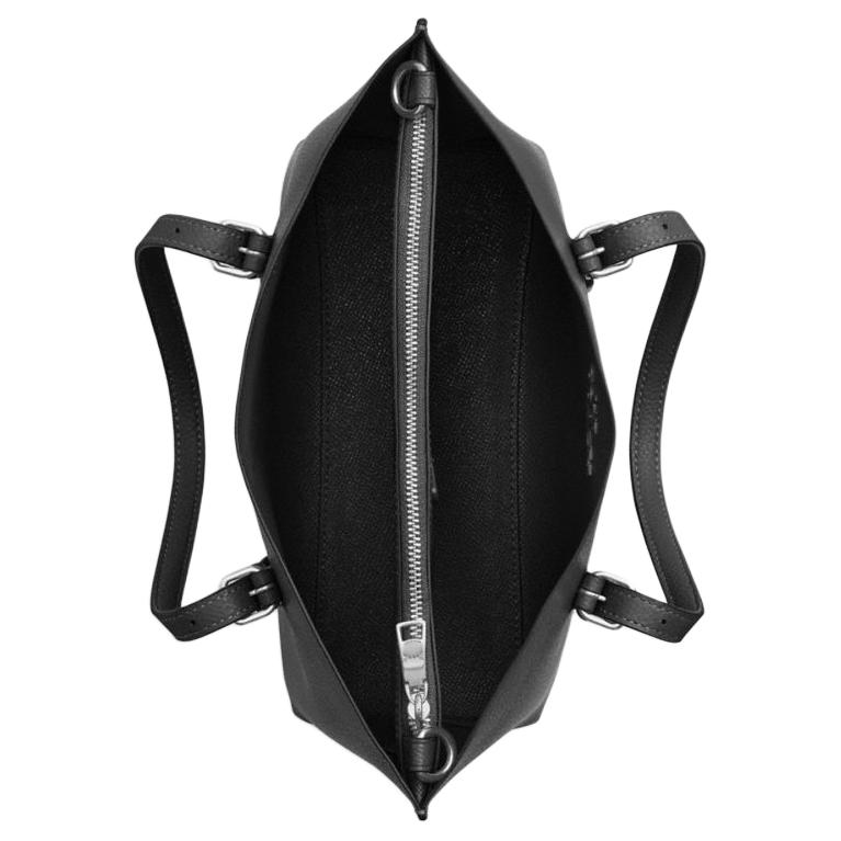 Coach Mollie Logo Abnehmbarer Schultergurt Tragetasche Einkaufstasche Umhängetasche Rindsleder Handtasche 25 Damen Tragetasche Schwarz CV966-SVBK