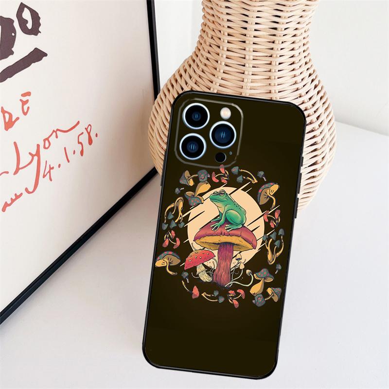 Cottagecore Frog Aesthetic Phone Case For iPhone 16 Pro Max 14 13 12 11 15 17 Pro Max Mini 15 16 Plus 16e Back Cover