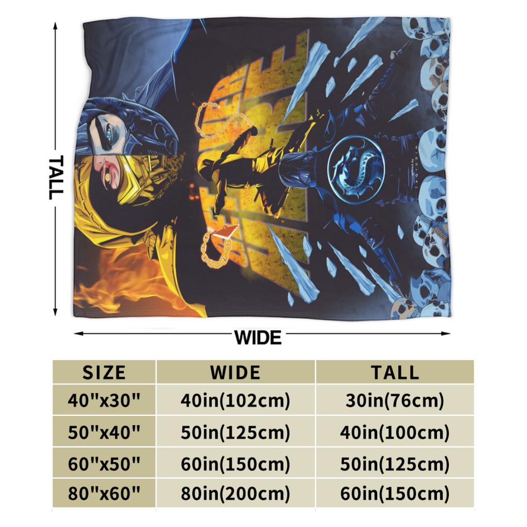 Scorpion VS Sub Zero Blanket Fleece Mortal Kombat MK11 Breathable Blankets for Sofa Outdoor Plush Thin Quilt
