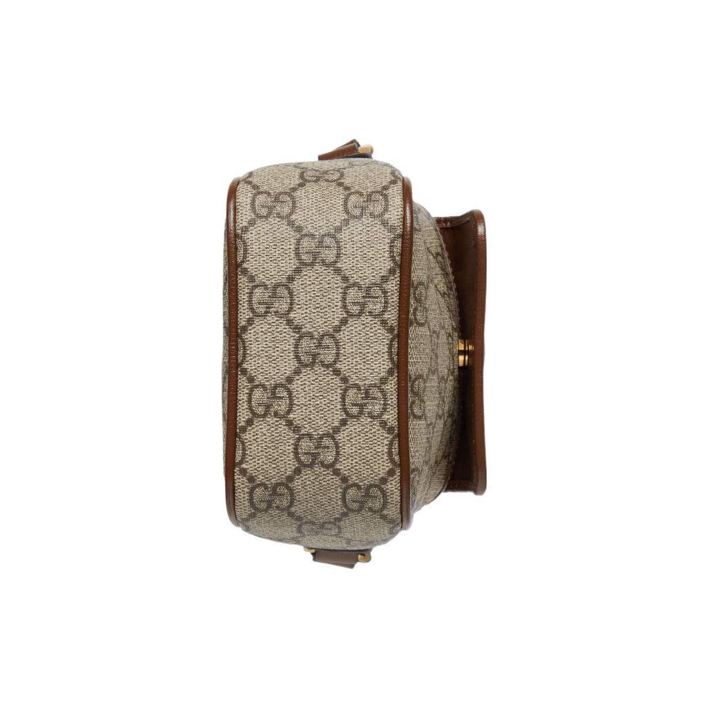 Gucci Adjustable Shoulder Strap Drawstring Closure Leather And Canvas Bucket Bag Mini Women bags Brown 746303-9AADJ-9745