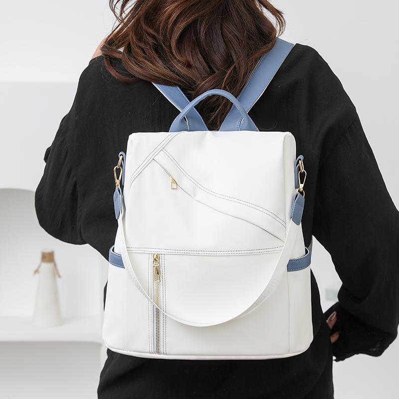 Rucsac Dama Color Block Capacitate Mare Geantă de Călătorie PU Geantă de Umăr