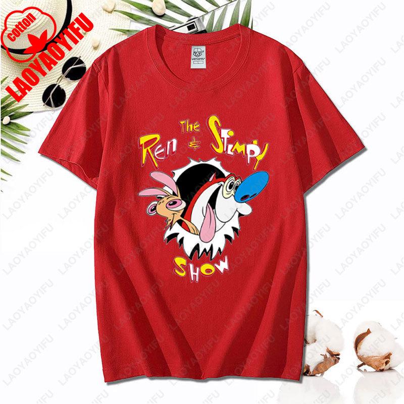 90s Ren Stimpy Show Nicktoons Nickelodeon TV Cartoon Tshirt New Style Nostalgia Childhood Tops Unisex Adult Clothing Cotton Tees