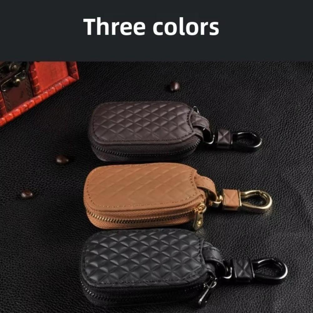 Zipper Key Pouch Leather Keys Organizer Durable Car Key Case
