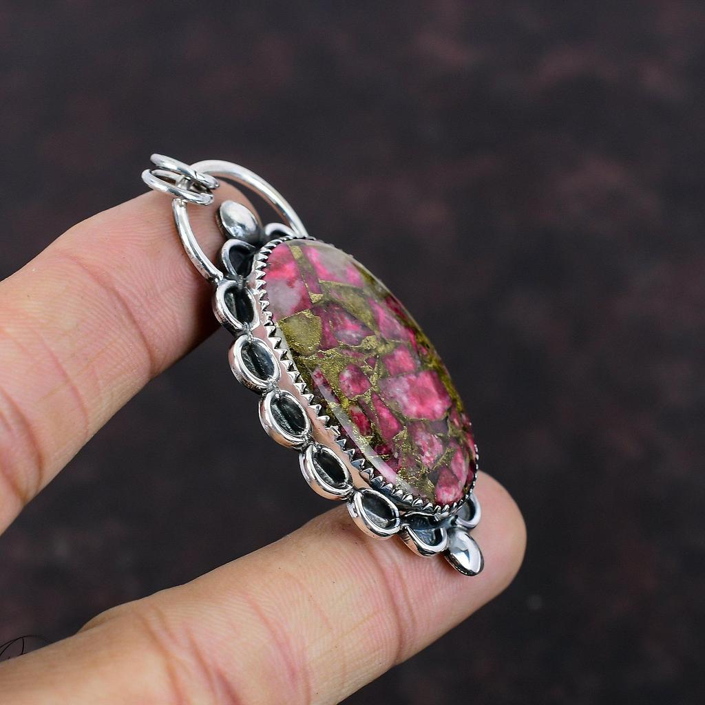 Copper Thulite Pendant Wonderful Gemstone Pendant 925 Sterling Silver Pendant Handmade Pendant Ethnic Pendant Jewelry For Gift Women Pendant
