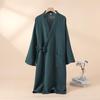 Unisex Pure Cotton Japanese Tie-Up Kimono Pajamas and Gauze Bathrobe for Homewear and Sauna