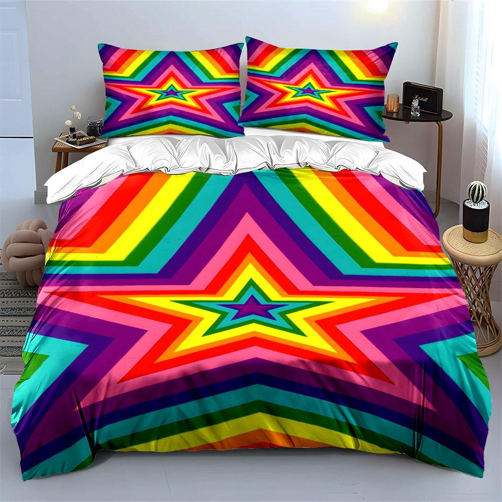 Radiant Rainbow Starburst. Bedding Sets Duvet Covers Pillowcases(1* Duvet Cover 2* Pillowcases Without Duvet Insert)