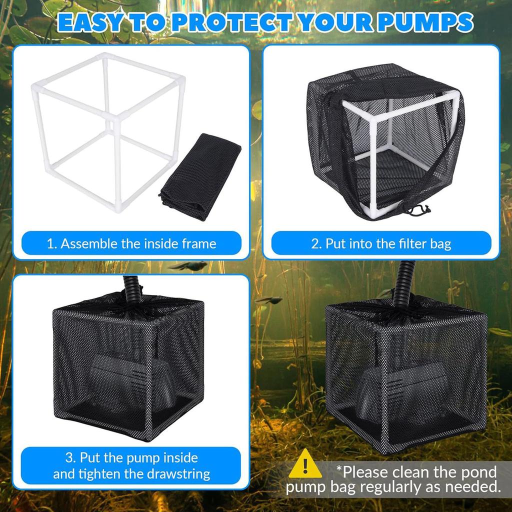 Pump Barrier Bag Replacement Pond Pump Bag Mesh Filter Bag Anti-Clogging Cover with Drawstring Fine Mesh Screen