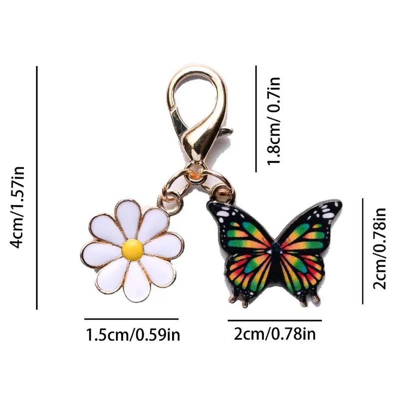 1-20PCS Cute Colorful Butterfly Daisy Keychain Drop Oil Handmade Gift for Thanksgiving Friendship Appreciation Keepsake