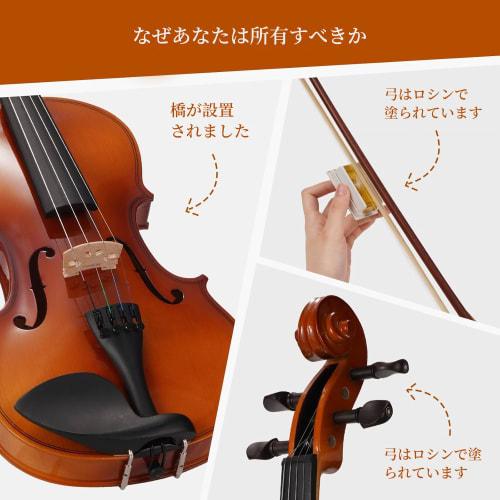 PHOENIX 4/4 Full-Size Violin Kit, Beginner/Adult Student Fiddle Set, Rosewood Bow, Extra Strings & Bridge, 2 Rosins, Tuner, Case, Mute, Fingerboard St